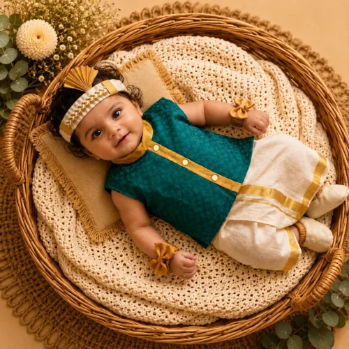 NOOLUKETTU SHIRT & DHOTHI-KASAVU B10 PEACOCK GREEN
