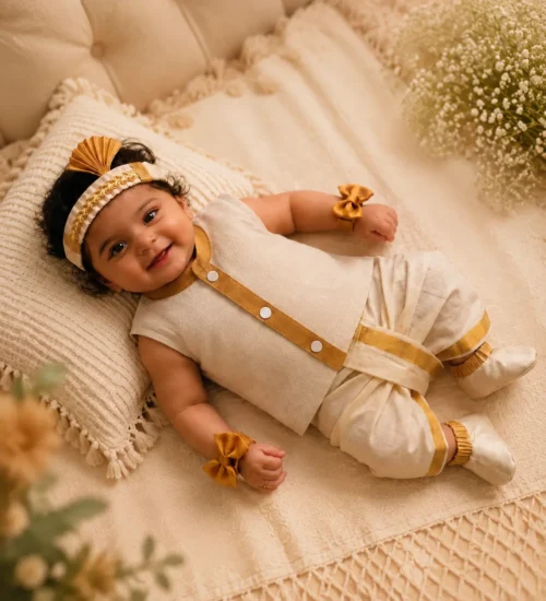 NOOLUKETTU SHIRT & VESHTI-KASAVU B14-CREAM