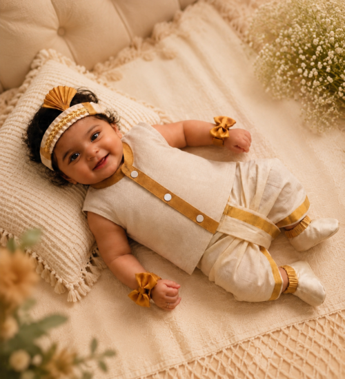 NOOLUKETTU SHIRT & VESHTI-KASAVU B14-CREAM