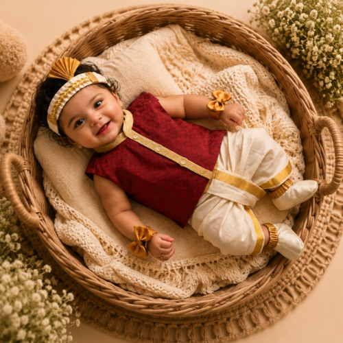 NOOLUKETTU SHIRT & VESHTI-KASAVU B14 DARK MAROON