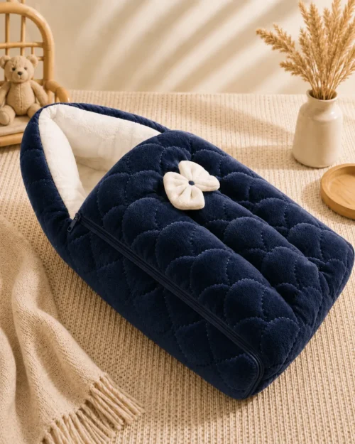 COZY QUILTED BABY CARRY BED-DARK BLUE🧸🤎