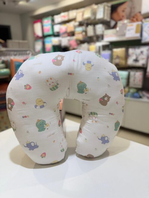 MUSLIN COTTON FEEDING PILLOW-WHITE DINO