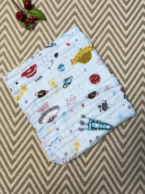 Premium Crinkled Muslin Baby Bath Towel Color (50 × 100 cm)