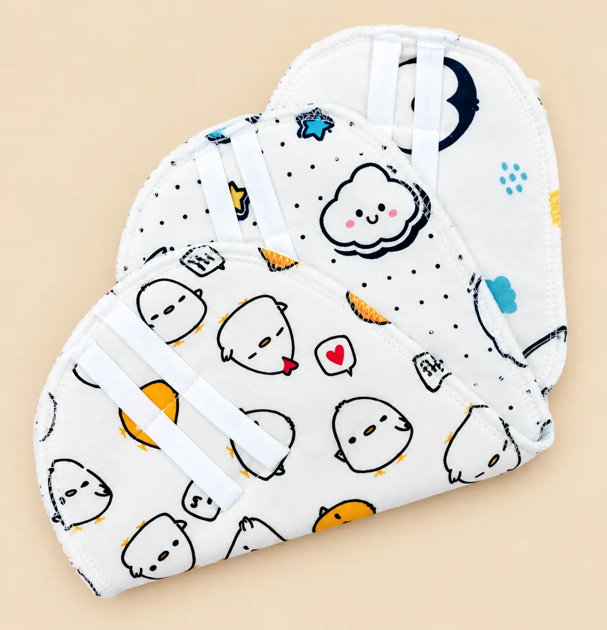 MUSLIN 3-PIECE PADDED NAPPY SET β WHITE πΌβοΈπ€ - Image 13