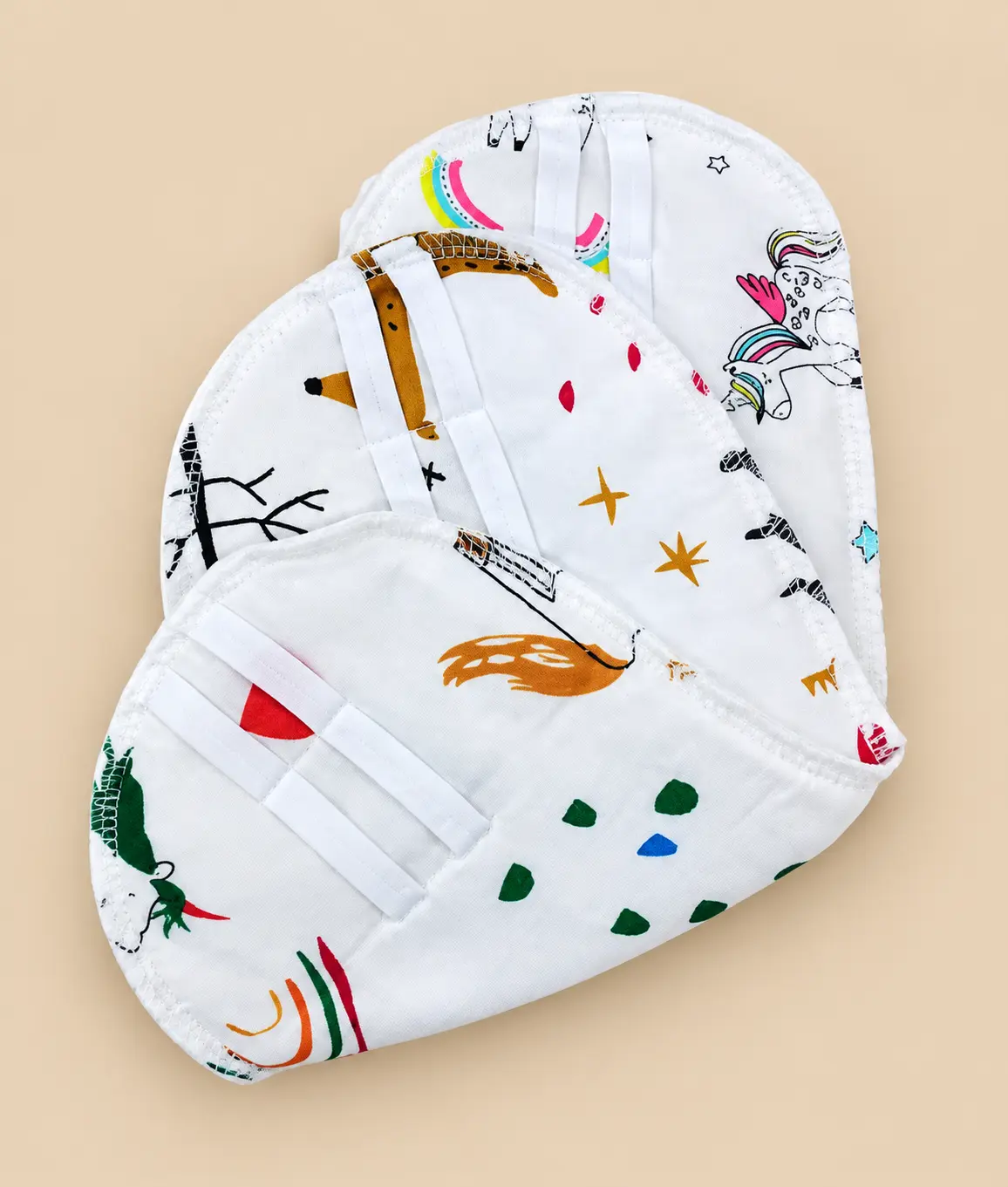 MUSLIN 3-PIECE PADDED NAPPY SET β WHITE πΌβοΈπ€ - Image 2