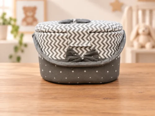 PREMIUM COTTON MOTHER BASKET-GREY  🩶🌼✨