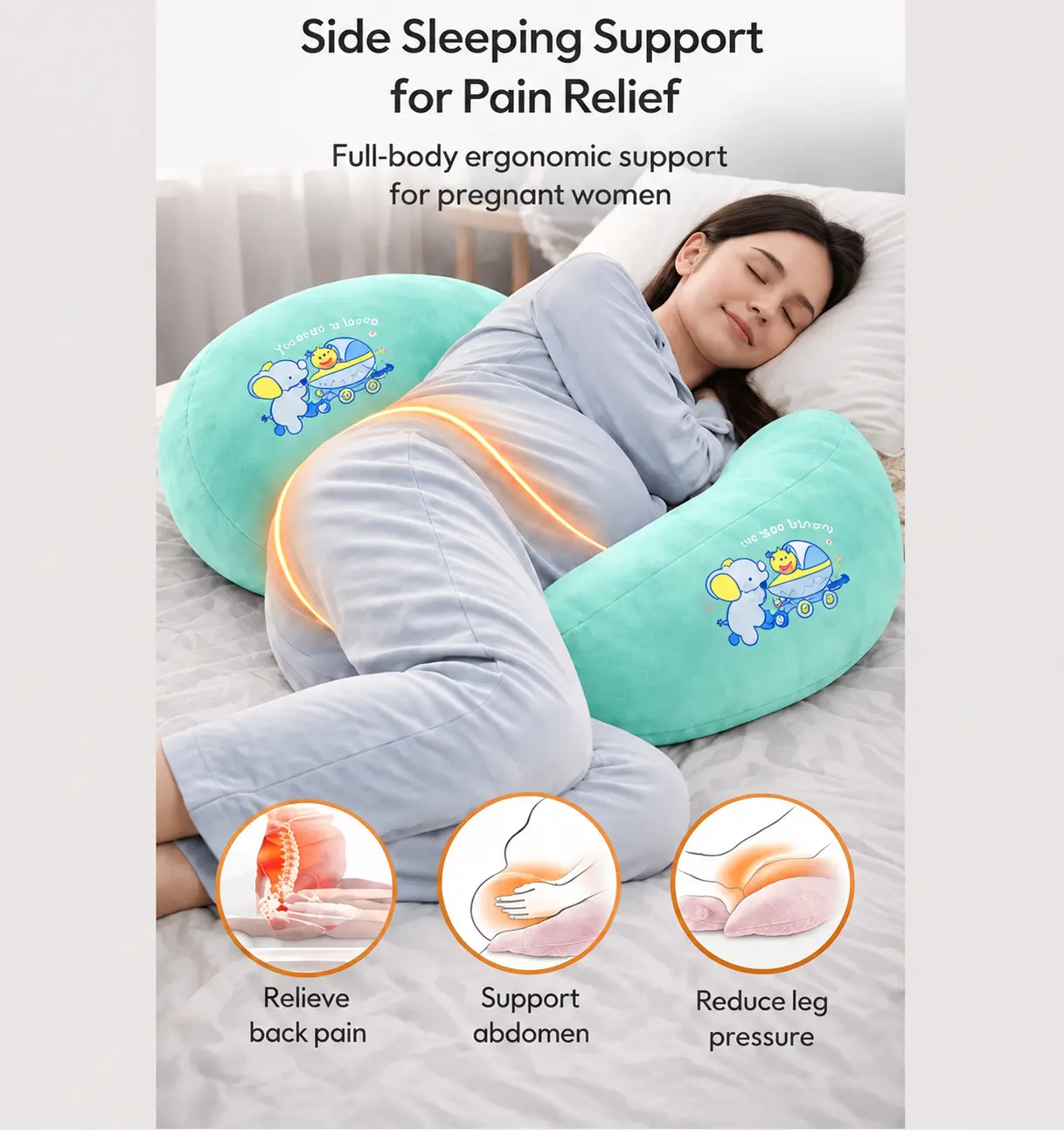 3 PIECE MATERNITY PILLOW SET FOR PREGNANCY SUPPORT-GREEN 🛏️☘️🤰 - Image 4
