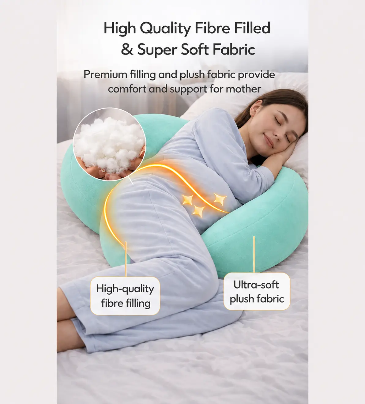 3 PIECE MATERNITY PILLOW SET FOR PREGNANCY SUPPORT-GREEN 🛏️☘️🤰 - Image 6