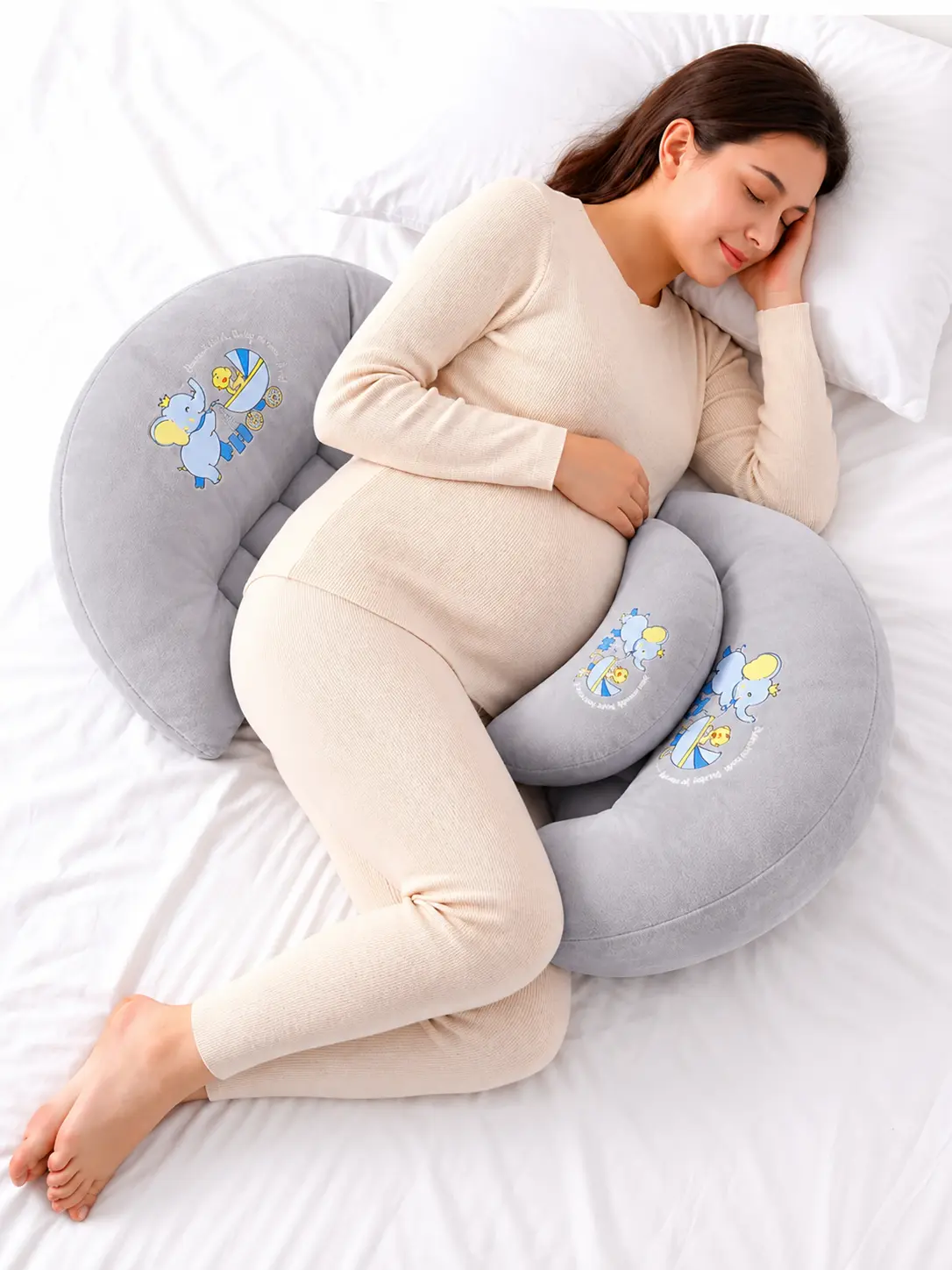 3 PIECE MATERNITY PILLOW SET FOR PREGNANCY SUPPORT-GREY 🛏️🩶🤰 - Image 7