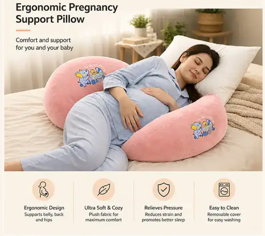 3 PIECE MATERNITY PILLOW SET FOR PREGNANCY SUPPORT-PINK ๐๏ธ๐ธ๐คฐ - Image 6