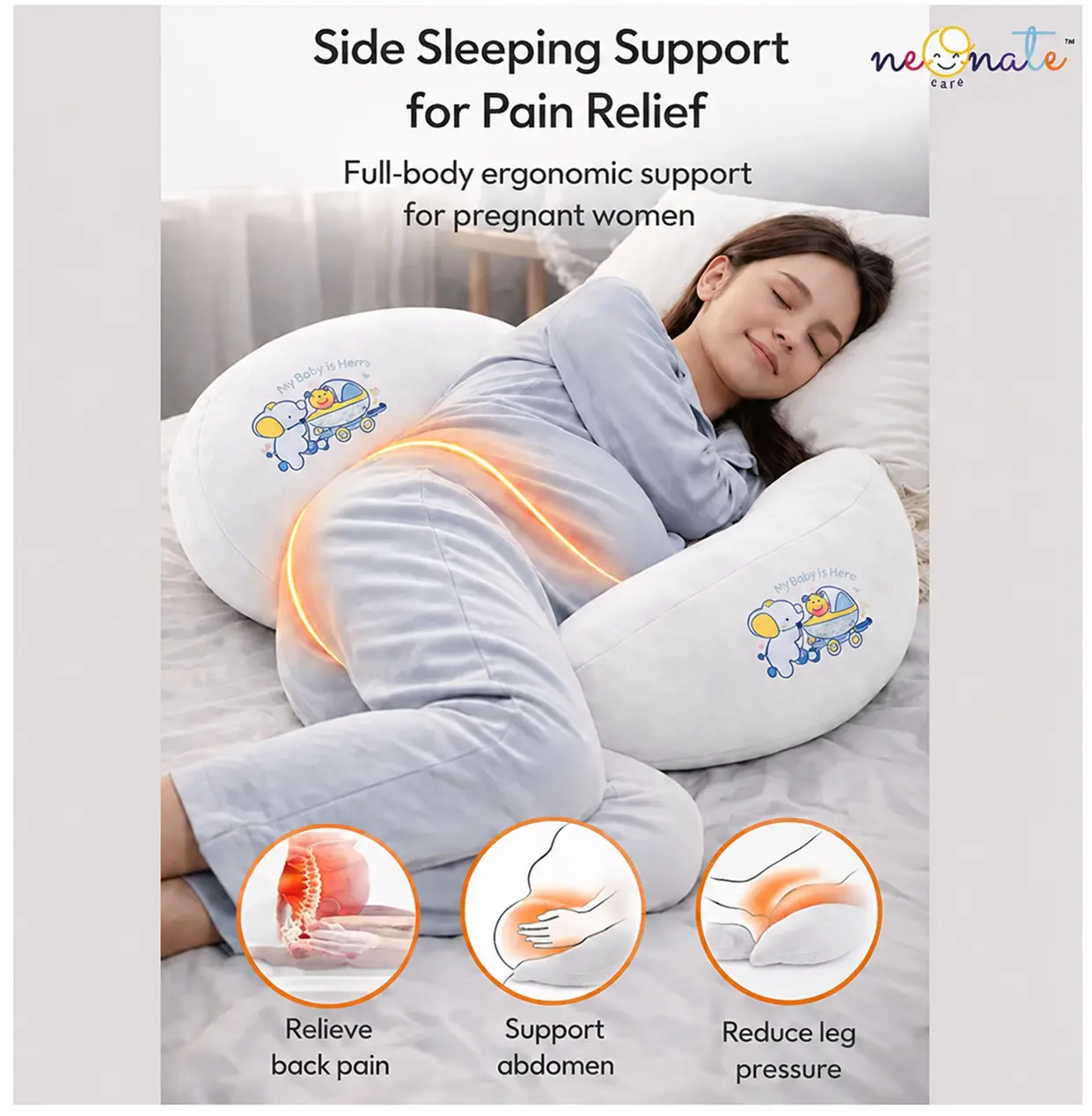 3 PIECE MATERNITY PILLOW SET FOR PREGNANCY SUPPORT-WHITE 🛏️☁️🤰 - Image 4