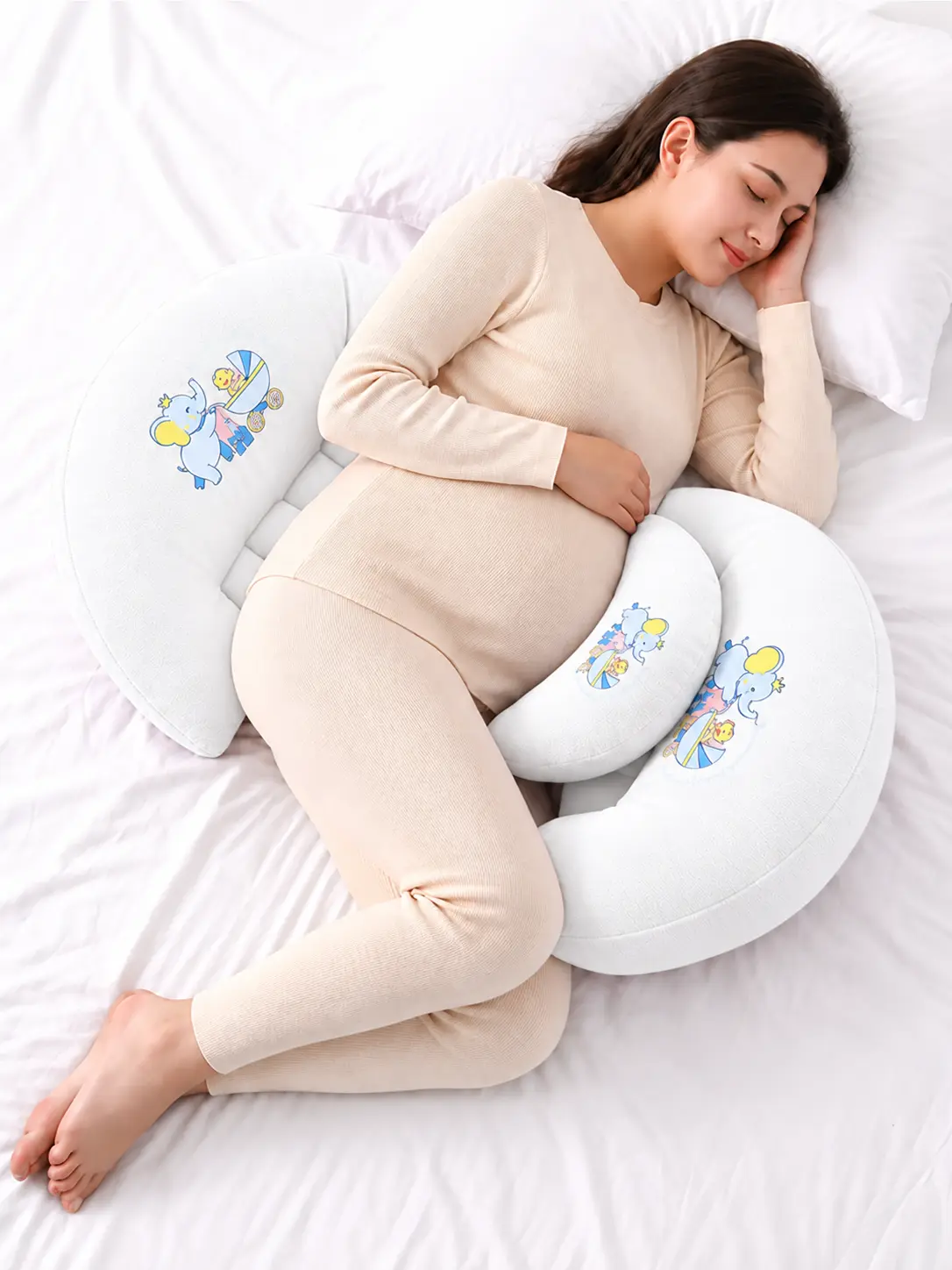 3 PIECE MATERNITY PILLOW SET FOR PREGNANCY SUPPORT-WHITE 🛏️☁️🤰 - Image 8