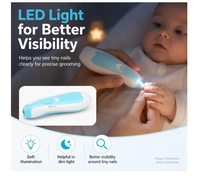 BABY NAIL TRIMMER WITH LED LIGHT & 6 GENTLE FILING HEADS πΌβ¨πΈ - Image 8
