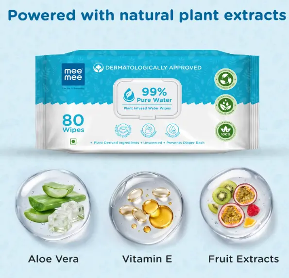 MEE MEE 99% PURE WATER PLANT INFUSED BABY WIPES BUY 1 GET 1 πΌπ§πΏ - Image 4
