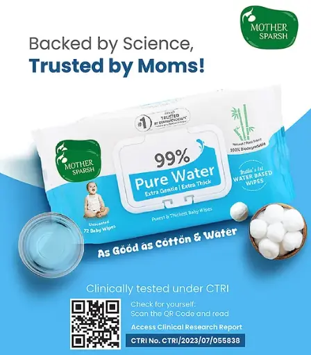 MOTHER SPARSH 99% PURE WATER EXTRA GENTLE EXTRA THICK BABY WIPES β 72 WIPES πΌπ§πΏ - Image 7