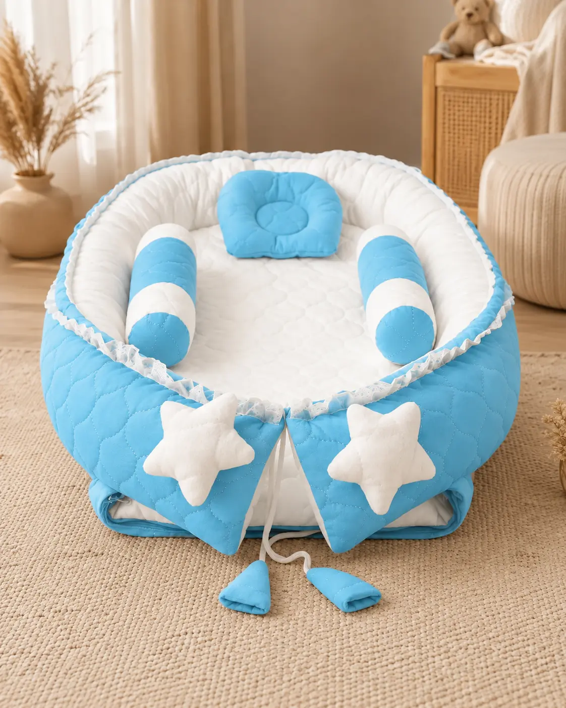 COZY BABY NEST OVAL BED- SKY BLUE ποΈπΆπ - Image 2