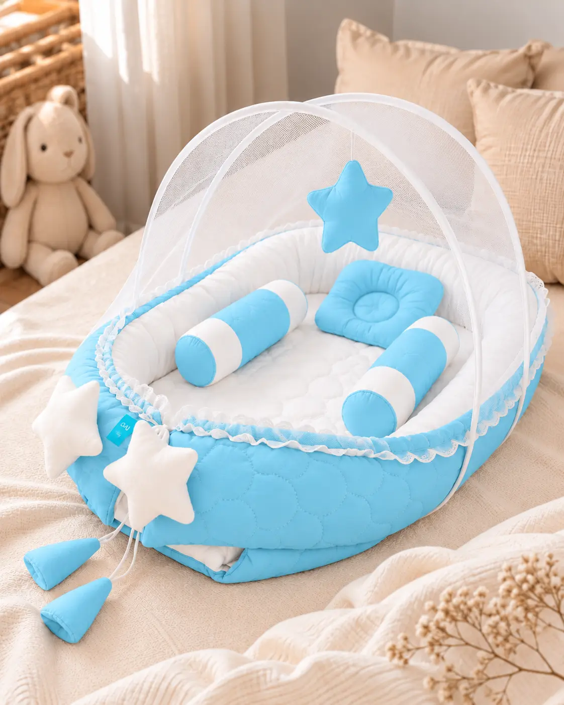 COZY BABY NEST OVAL BED- SKY BLUE ποΈπΆπ - Image 3