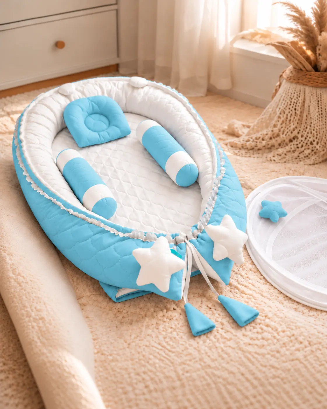 COZY BABY NEST OVAL BED- SKY BLUE ποΈπΆπ