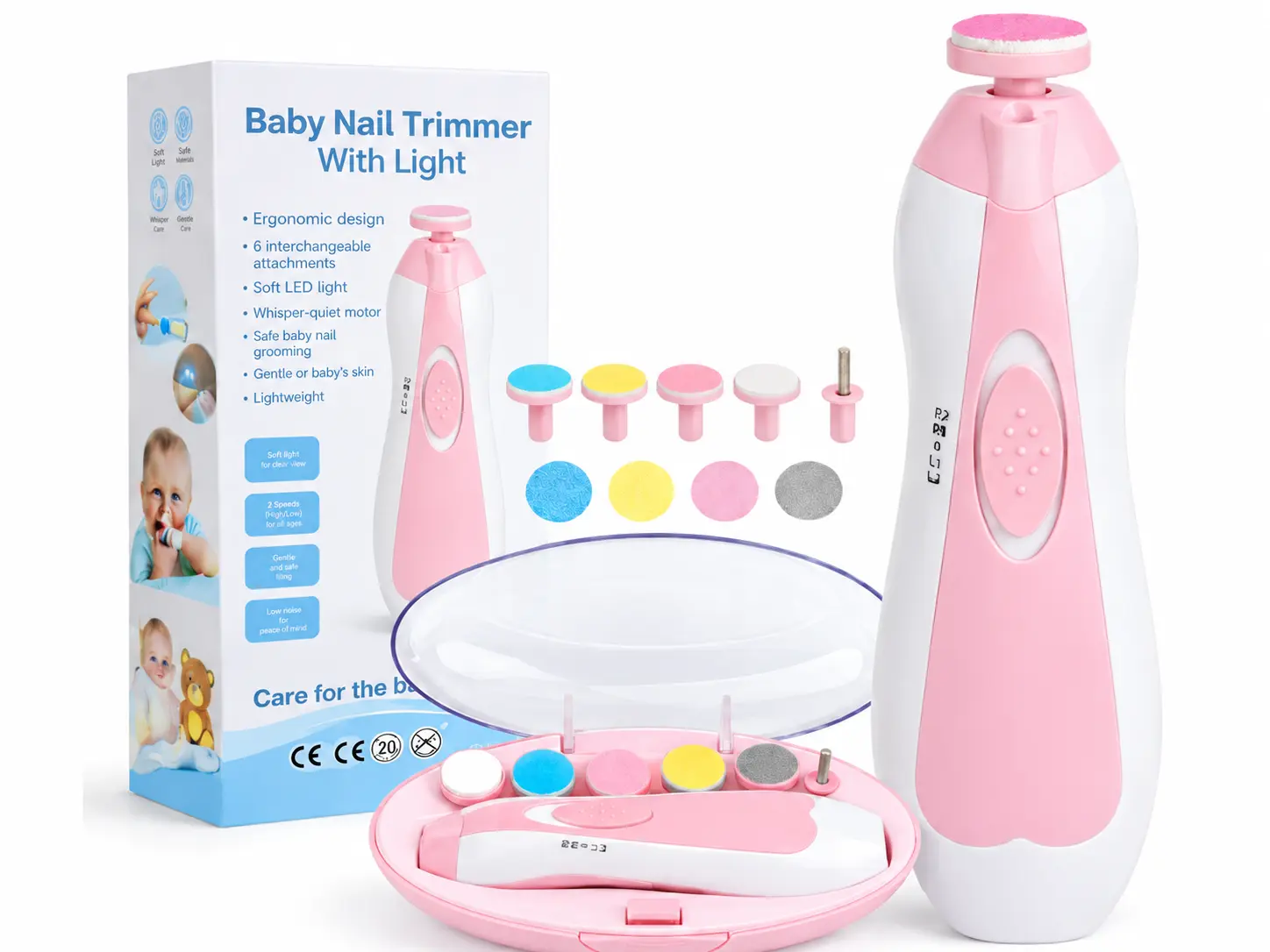 BABY NAIL TRIMMER WITH LED LIGHT & 6 GENTLE FILING HEADS πΌβ¨πΈ - Image 2