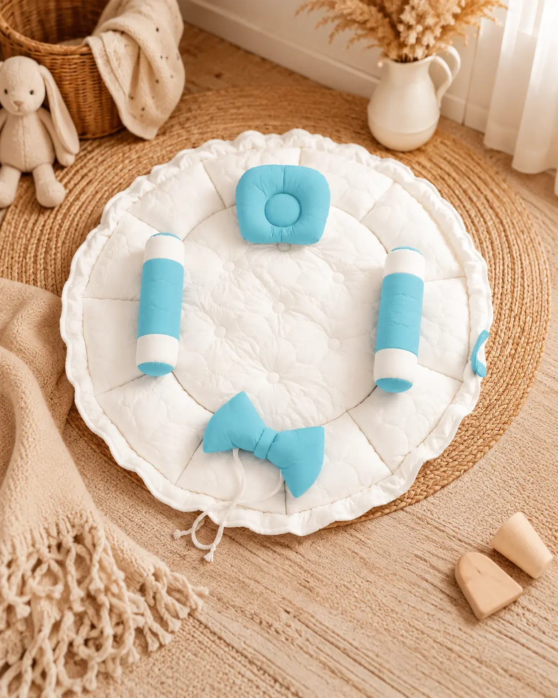COZY BABY NEST ROUND BED- SKY BLUE👶✨☁️ - Image 4