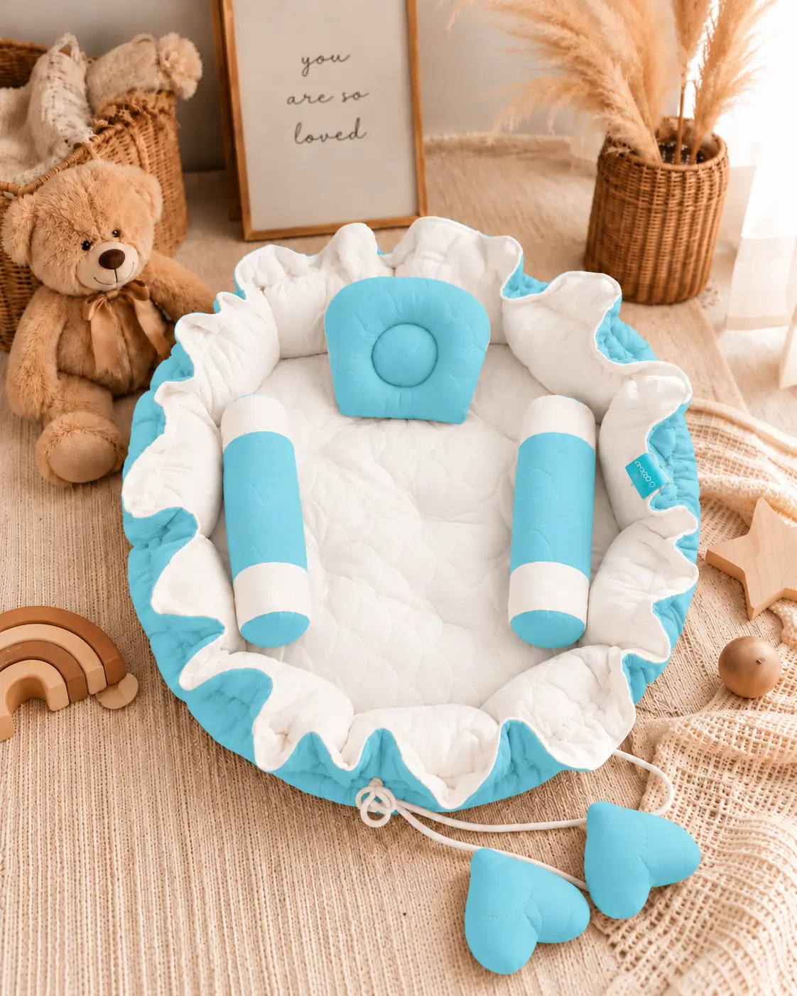 COZY BABY NEST ROUND BED- SKY BLUE👶✨☁️ - Image 3