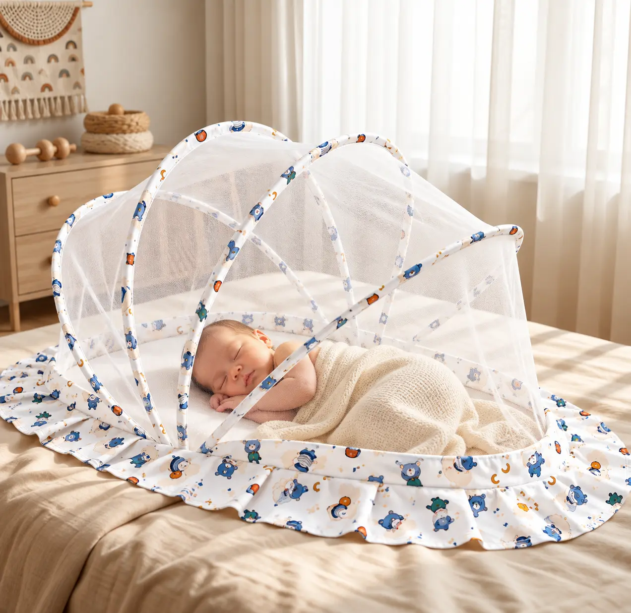 BABY MOSQUITO NET – LIGHTWEIGHT & PORTABLE FOLDABLE BABY NET👶🦟✨
