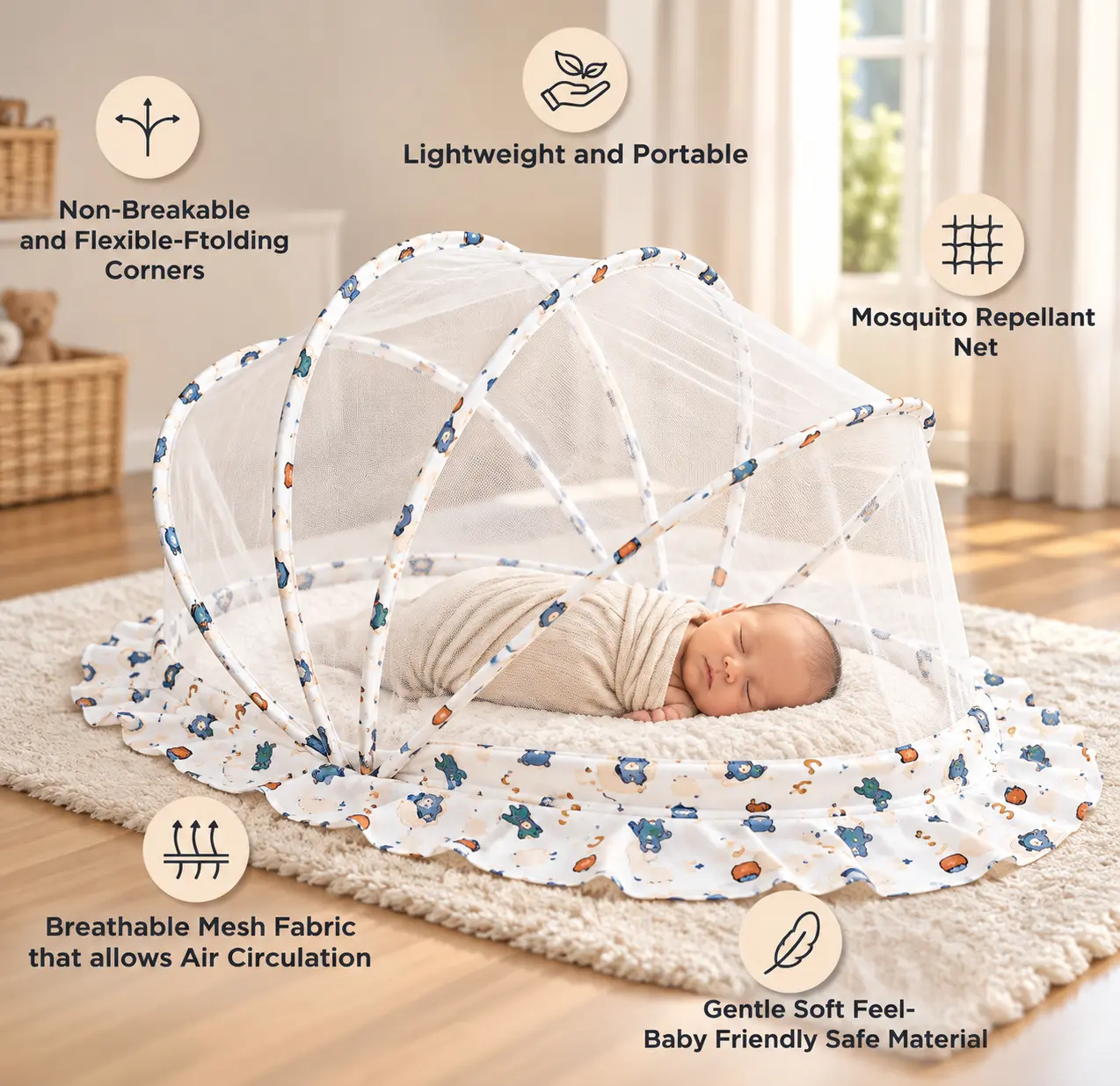 BABY MOSQUITO NET – LIGHTWEIGHT & PORTABLE FOLDABLE BABY NET👶🦟✨ - Image 9