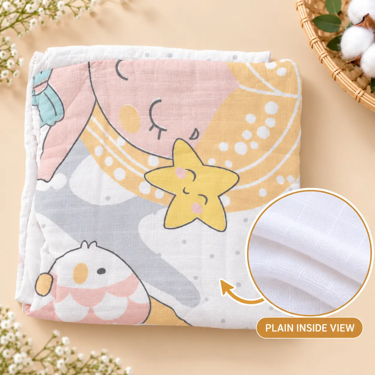 Soft Bamboo Cotton Baby Blanket β 110 x 110 cmπΏβοΈπ§Έ - Image 4