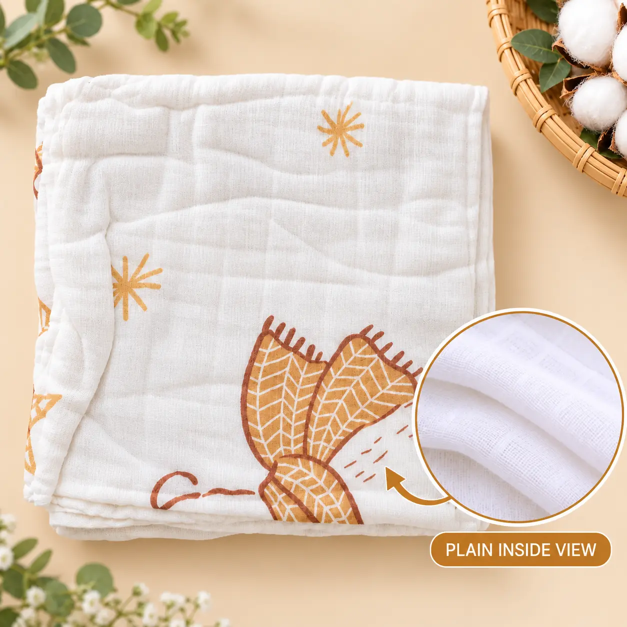 Soft Bamboo Cotton Baby Blanket β 110 x 110 cmπΏβοΈπ§Έ - Image 2